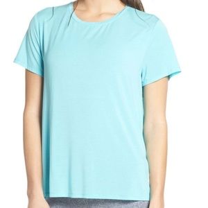 SOULCYCLE SS TEE KEYHOLE BACK NWT AQUA BLUE